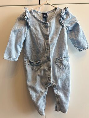 GAP Baby Denim Heart One Piece Romper